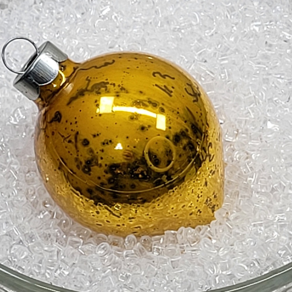 Tear‎ Drop Golden Amber Mercury Glass Blown Christmas Tree Ornament Speckled USA